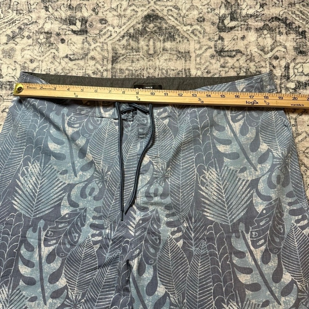 Hurley Phantom Board Shorts Mens 36 Blue Grey Tropical Leaf Print Surf Trunks‎ - Picture 4 of 6